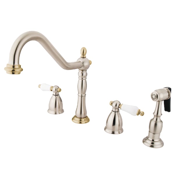 Widespread Kitchen Faucet, Brushed Nickel/Polished Brass